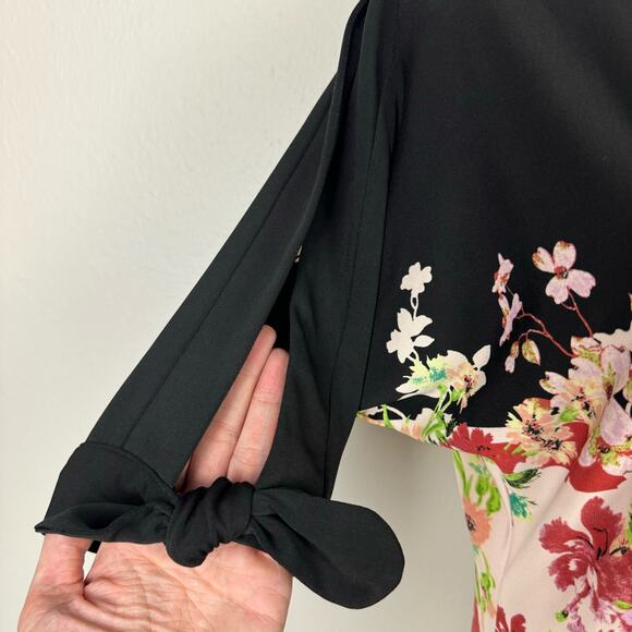 Julian Taylor | NY Multi Color Floral Short Slit Sleeve Spandex Sheath Dress - Picture 6 of 9